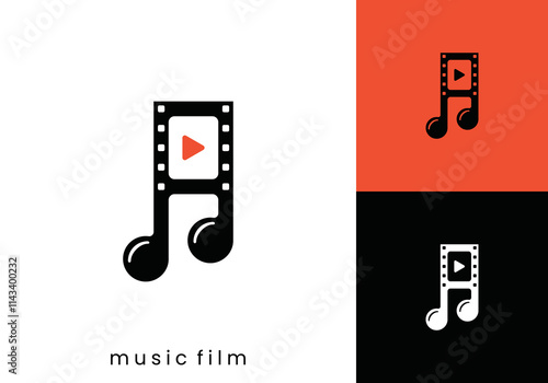 music note film logo design. abstract music production technology icon vector concept