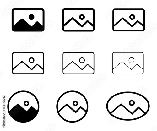 Icon picture set
Symbols for apps, websites, or other thumbnail graphic elements of icon images. Picture symbol, photo sign, vector illustration