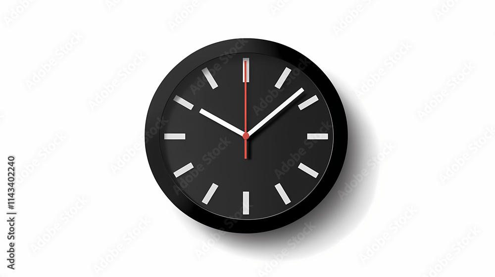 Minimalist black analog clock icon on white background. Chronos. Illustration Minimalist black analog clock icon on white background. Chronos. Illustration