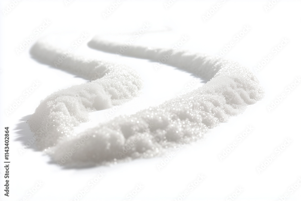 Snow trail isolated on white background, Landscape view of snow after snowplow on the road, Snow path with vehicle track. Snow trail isolated on white background, Landscape view of snow after snowplow on the road, Snow path with vehicle track.