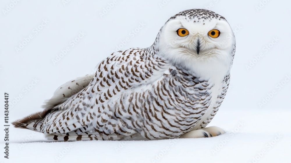 Fototapeta premium snowy owl close up stock image isolated on white background snowy owl