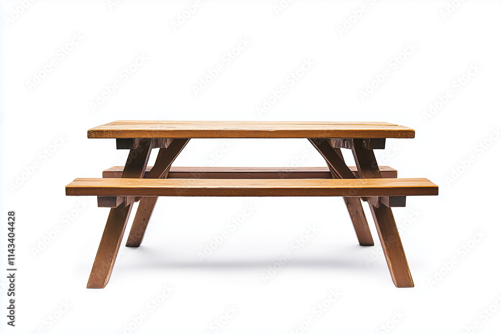 Wooden bench in public park in food zone, Selective focus picnic wooden table isolated on white background. Wooden bench in public park in food zone, Selective focus picnic wooden table isolated on white background.