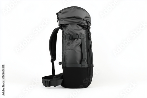 Selective focus big backpack for travel isolated on white background, Backpack for backpacker on white, Exploring backpack for outdoor activity.