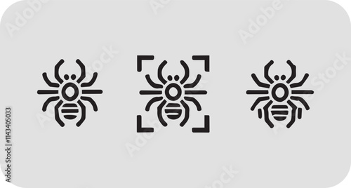 Black insect spider silhouette, isolated gray background. Scary spider icon, Spider Illustration Vector Illustration Black and White