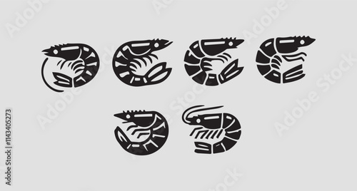 Shrimp cocktail drawing on a black background. seafood for a party or dinner at a restaurant serving food from the sea. Vector shrimp icon. Flat illustration of shrimp isolated on white background.