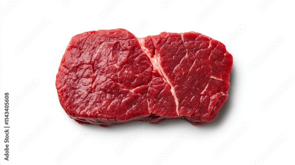 Fresh Beef Portion with Juicy Texture and Nutritional Label, White Background Fresh Beef Portion with Juicy Texture and Nutritional Label, White Background