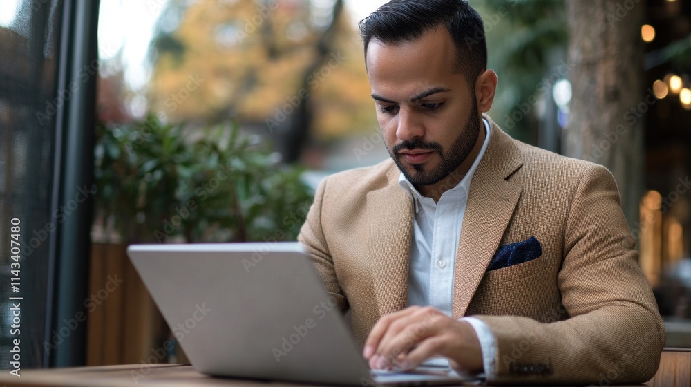A focused businessman working with a laptop and tablet, connecting to a global business network and creating online marketing strategies to meet his business goals. A focused businessman working with a laptop and tablet, connecting to a global business network and creating online marketing strategies to meet his business goals.