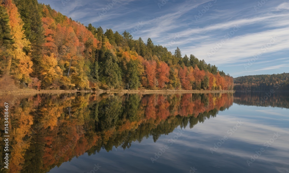 Autumnal Reflection on Calm Lake Autumnal Reflection on Calm Lake