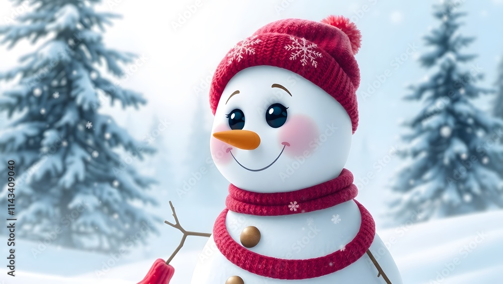 Fototapeta premium Cute Snowman Winter Wonderland Christmas Holiday