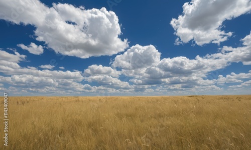 Golden Wheat Field Under a Blue Sky 