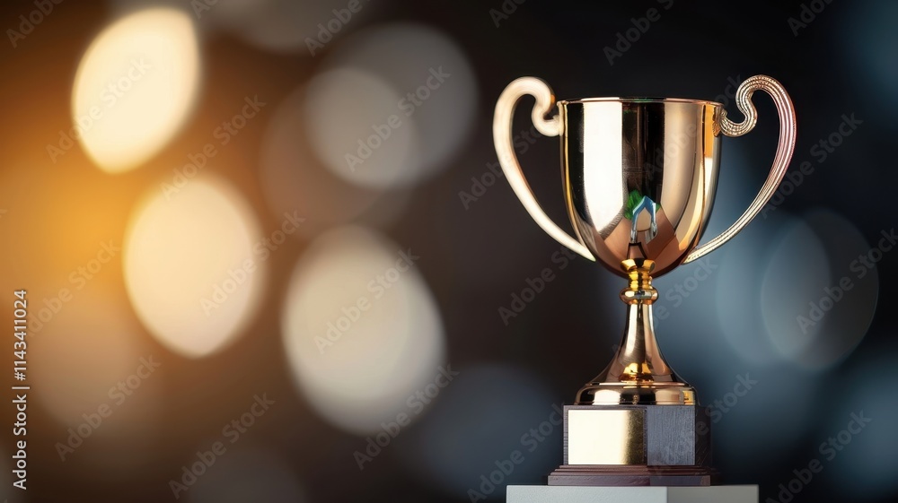 A shiny trophy stands against a blurred background, symbolizing achievement and victory in competitions or awards. A shiny trophy stands against a blurred background, symbolizing achievement and victory in competitions or awards.