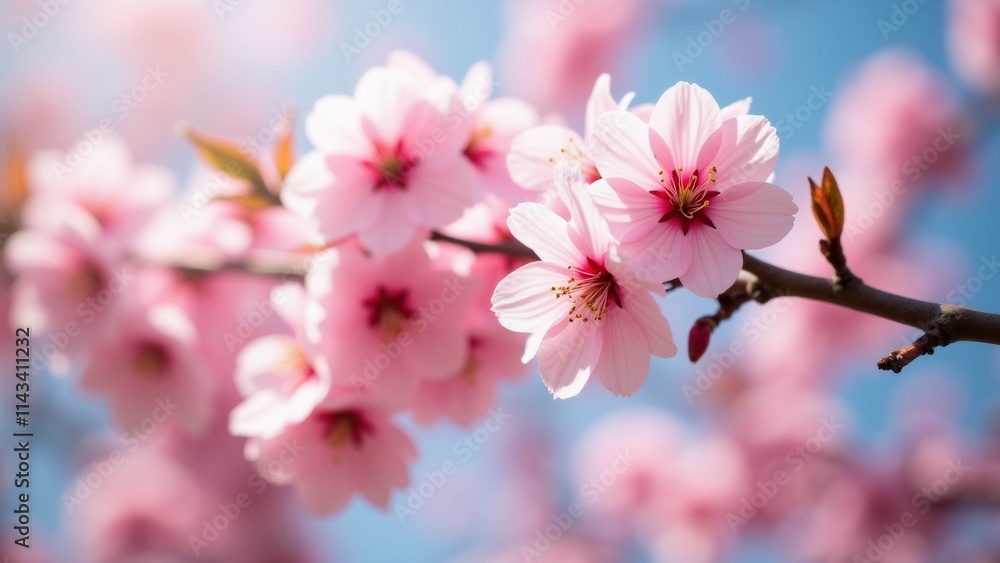 The image is a close-up of a branch of a tree with pink flowers. The flowers are in full bloom and have multiple layers of petals that are a soft pink color. The image is a close-up of a branch of a tree with pink flowers. The flowers are in full bloom and have multiple layers of petals that are a soft pink color.