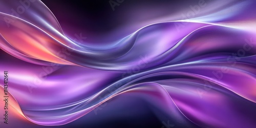 Abstract Purple Silver Waves Flowing Shapes Curves Background