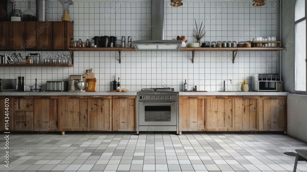 Modern kitchen with stainless steel appliances, AI generated image Modern kitchen with stainless steel appliances, AI generated image