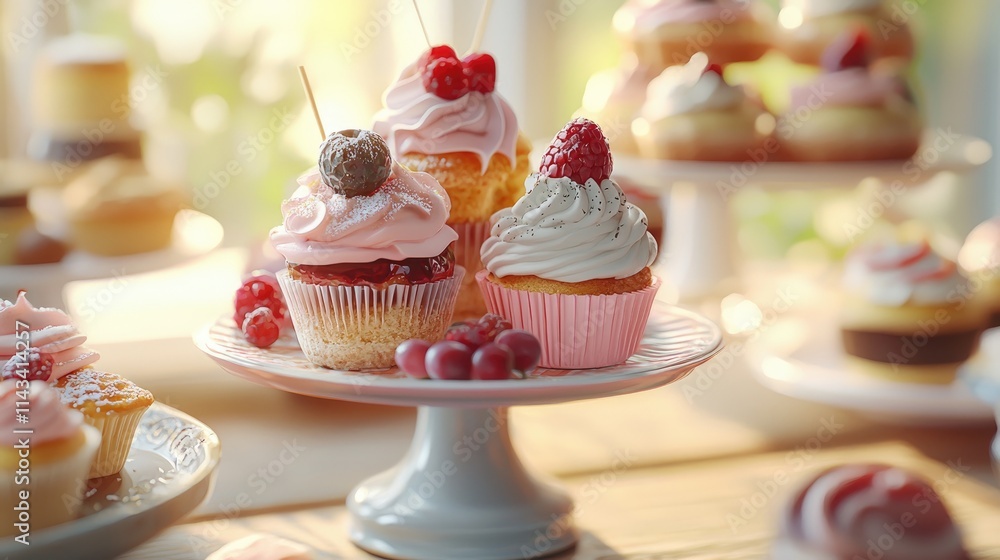 An inviting social media promotional image of delicious desserts on a wooden table, with pastel colors enhancing the atmosphere. An inviting social media promotional image of delicious desserts on a wooden table, with pastel colors enhancing the atmosphere.