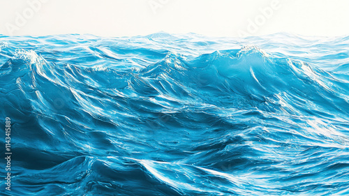 A watercolor-style painting depicting rolling waves in a soothing blue and turquoise gradient, capturing the gentle flow of a tropical ocean, evoking feelings of calm and serenity. photo