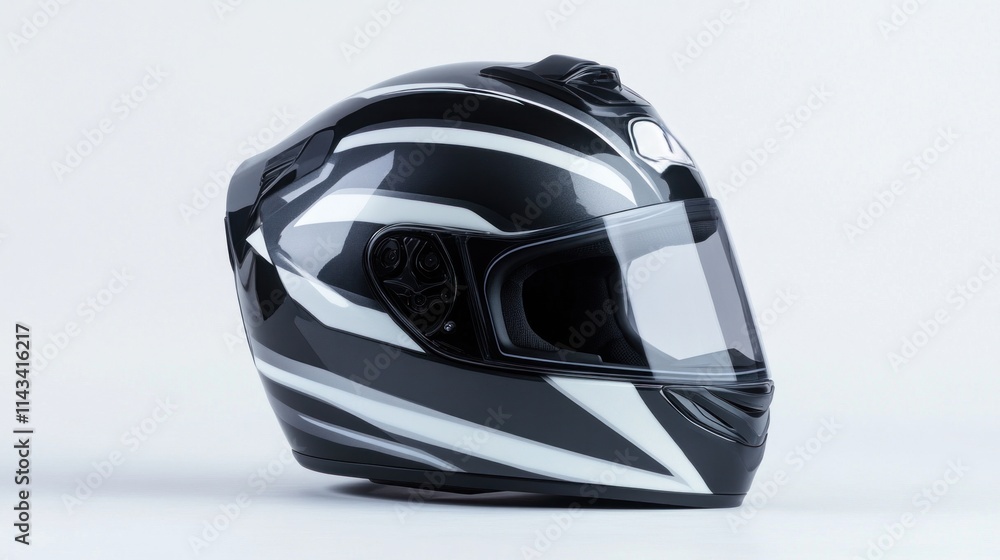A modern motorcycle helmet on a white background, showcasing its stylish design, faceguard, and smooth contours, perfect for a professional, high-quality look. A modern motorcycle helmet on a white background, showcasing its stylish design, faceguard, and smooth contours, perfect for a professional, high-quality look.