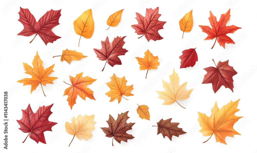 Autumnal colorful leaf set on white. Autumnal colorful leaf set on white.