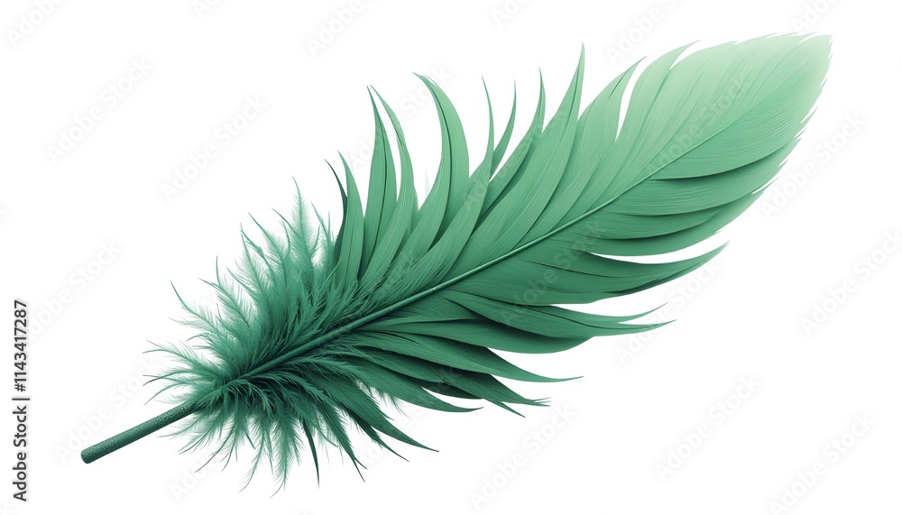 Fototapeta premium green feather isolated on white background