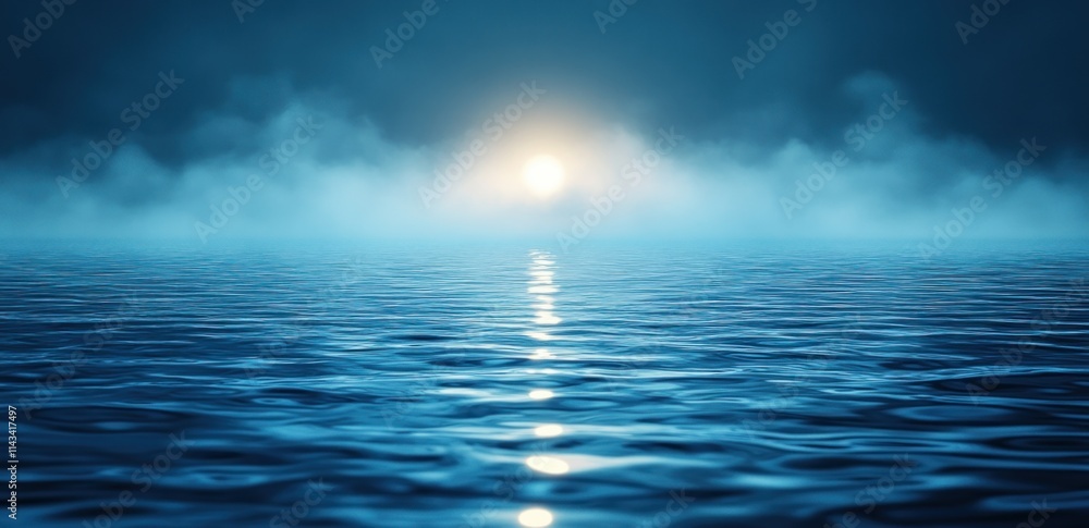 Obraz premium Blue Gradient Background Soft Bokeh Texture Effect Glowing Light Dark Abstract Design