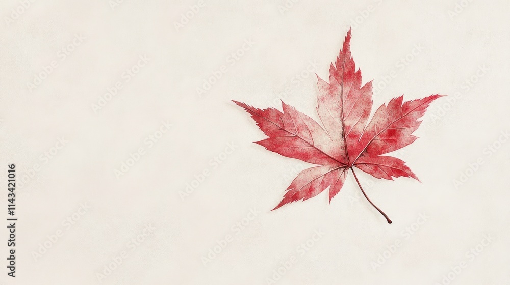 A retro-inspired red maple leaf with faded red hues and detailed veins, sitting gracefully on a white background, bringing out the elegance and simplicity of autumn final touches. A retro-inspired red maple leaf with faded red hues and detailed veins, sitting gracefully on a white background, bringing out the elegance and simplicity of autumn final touches.
