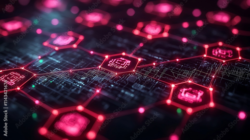 Abstract Network Data Flow Hexagon Nodes Abstract Network Data Flow Hexagon Nodes