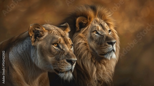 Majestic Lions in Nature's Warm Glow