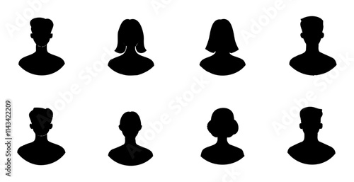 Silhouettes of Male and Female Busts with Elegant Hairstyles