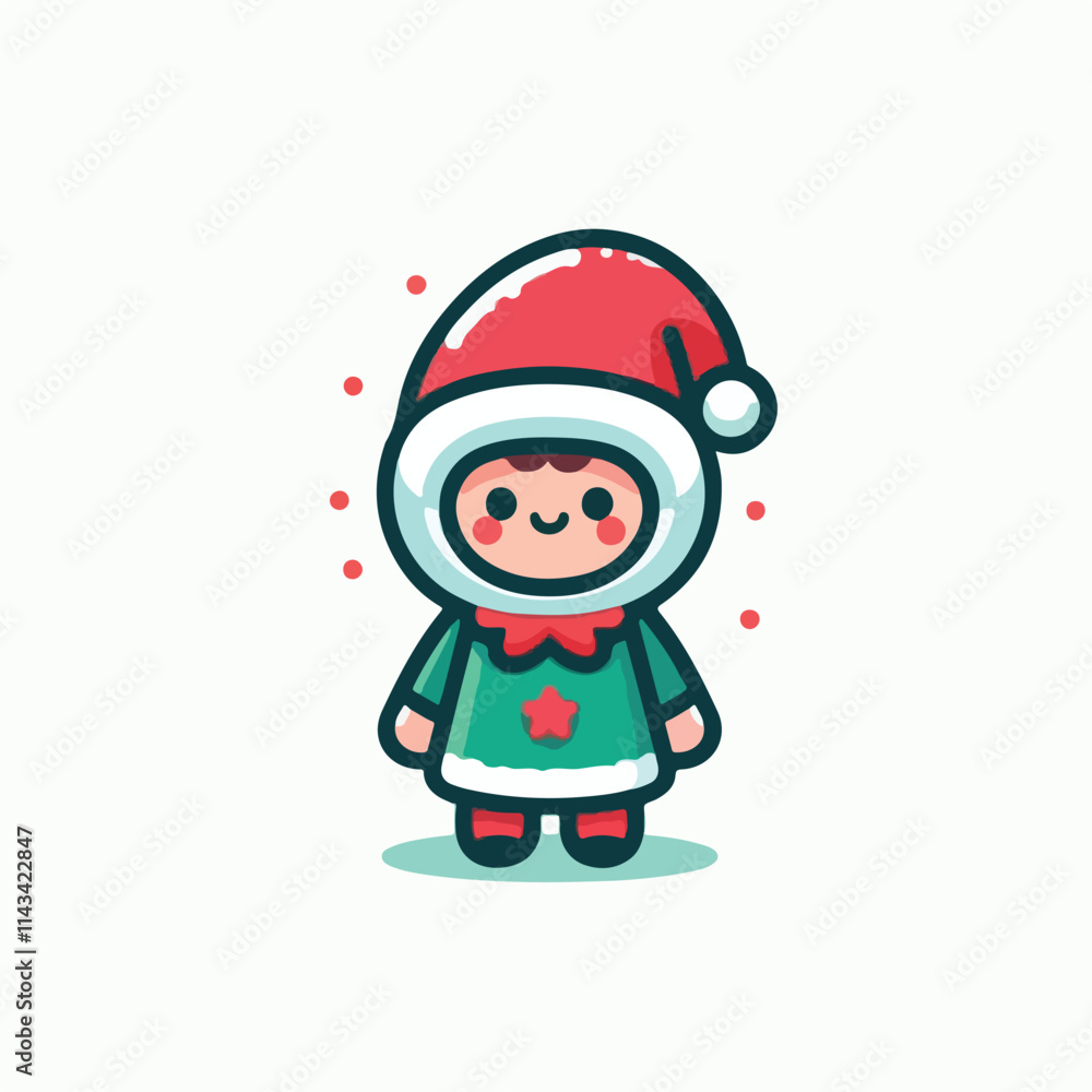 vector image of a small child wearing a Christmas costume vector image of a small child wearing a Christmas costume