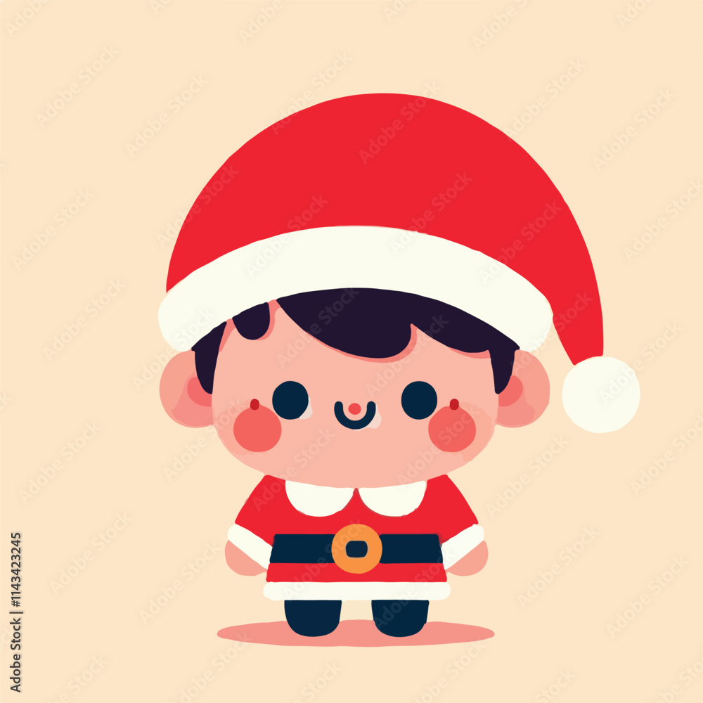 vector image of a small child wearing a Christmas costume vector image of a small child wearing a Christmas costume