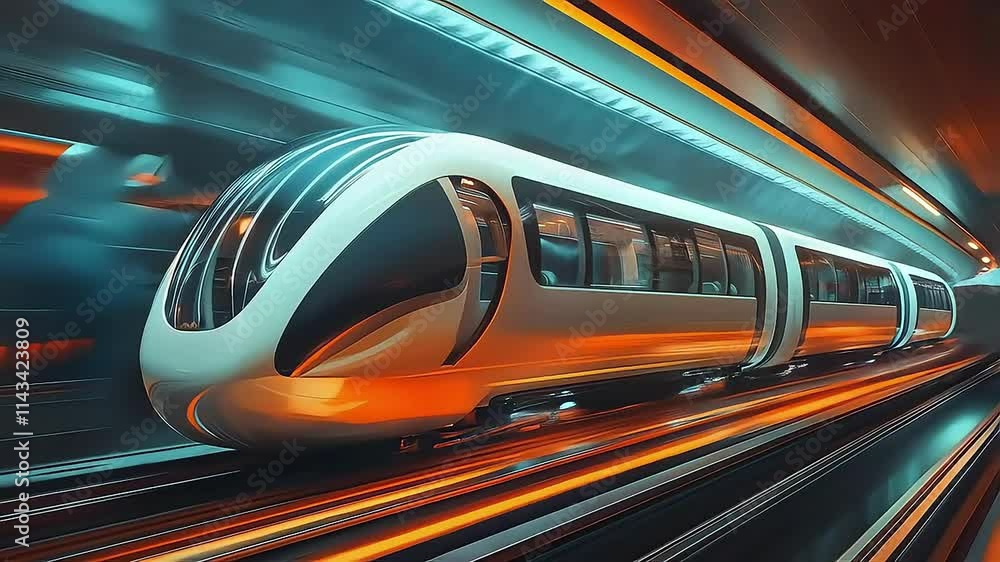 Futuristic high-speed train in motion, showcasing vibrant colors and sleek design. Futuristic high-speed train in motion, showcasing vibrant colors and sleek design.