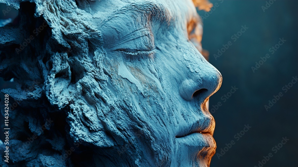 Serene Stone Face: A Digital Portrait of Tranquility Serene Stone Face: A Digital Portrait of Tranquility
