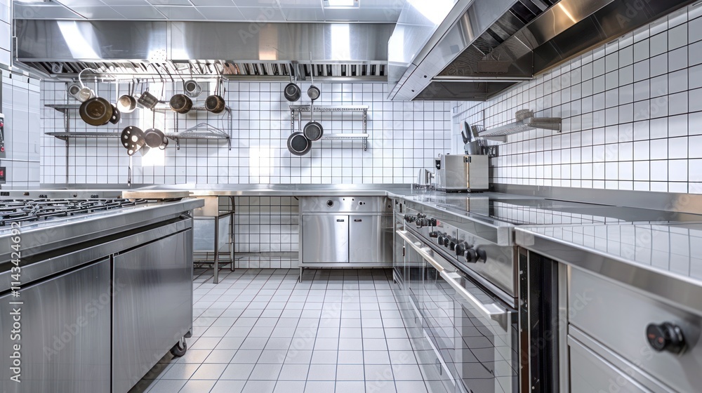 Modern kitchen with stainless steel appliances, AI generated image Modern kitchen with stainless steel appliances, AI generated image