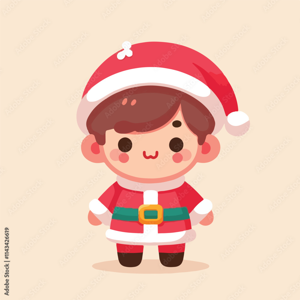 vector image of a small child wearing a Christmas costume vector image of a small child wearing a Christmas costume