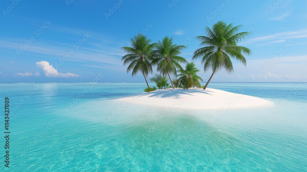 a lush tropical island with palm trees and white sand beaches. a lush tropical island with palm trees and white sand beaches.