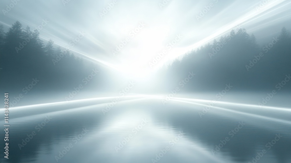 Minimalist Abstract Landscape with Soft Light Beams and Gentle Mist Minimalist Abstract Landscape with Soft Light Beams and Gentle Mist