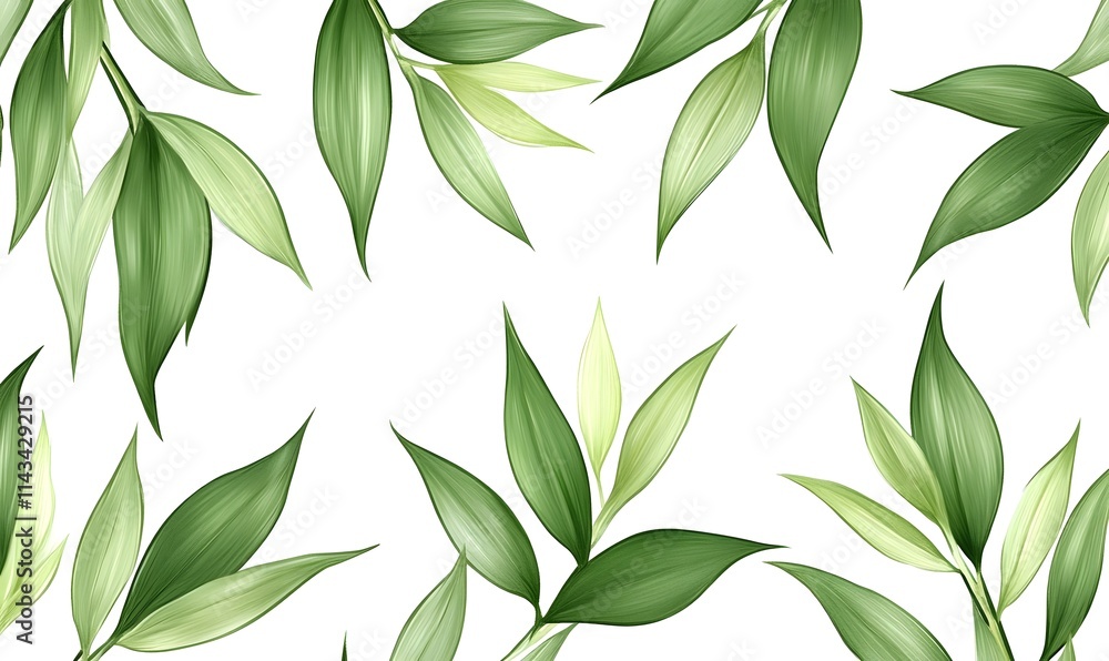 Green leaves seamless pattern on white background. Green leaves seamless pattern on white background.