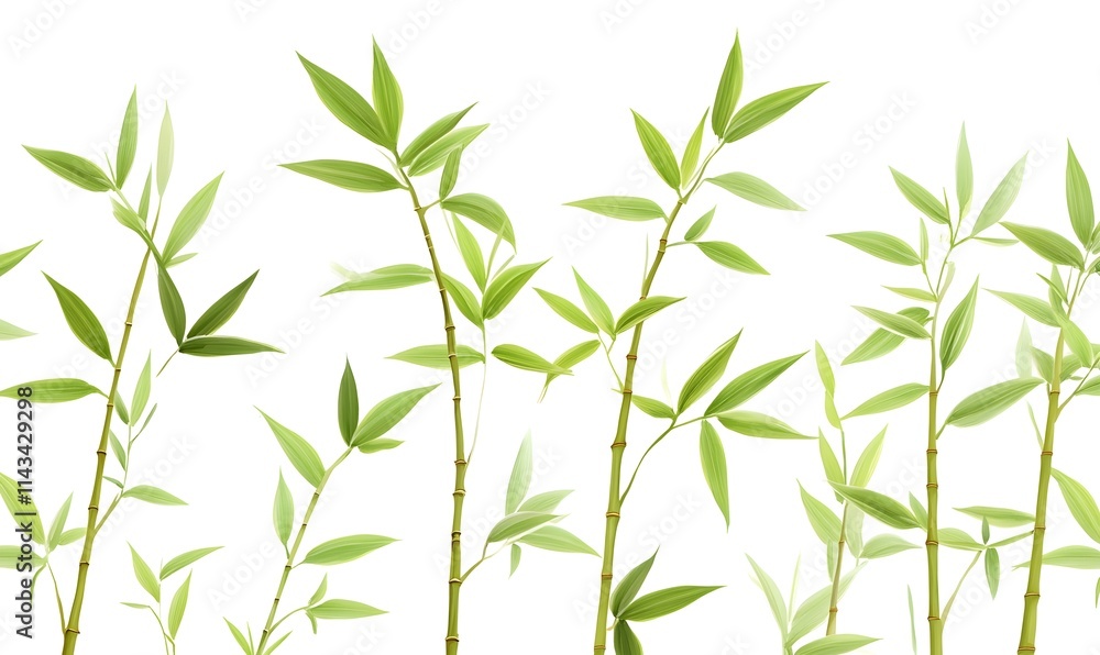 Bamboo shoots with green leaves on white. Bamboo shoots with green leaves on white.