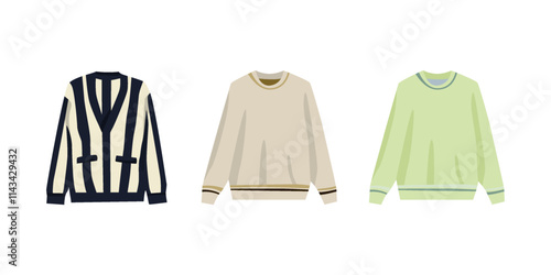 collection of vector illustrations of casual sweaters