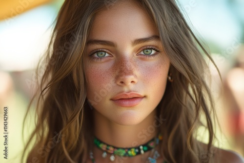 Youthful Beauty with Sparkling Green Eyes