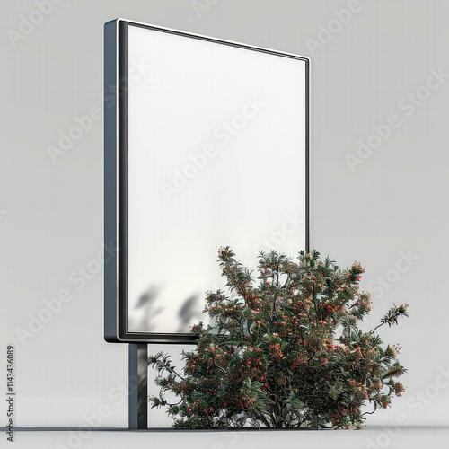 Mockup of a Blank Billboard Isolated on a White Background for Advertising and Marketing Design Concepts photo