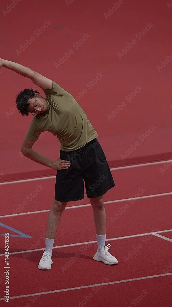 An athlete stands poised on the track, eagerly prepared and ready for action and competition An athlete stands poised on the track, eagerly prepared and ready for action and competition
