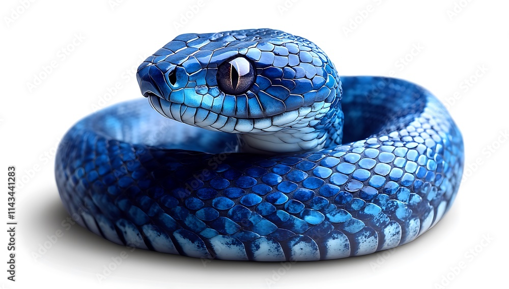 A Stunning Blue Snake Against a Pure White Background
A Stunning Blue Snake Against a Pure White Background
