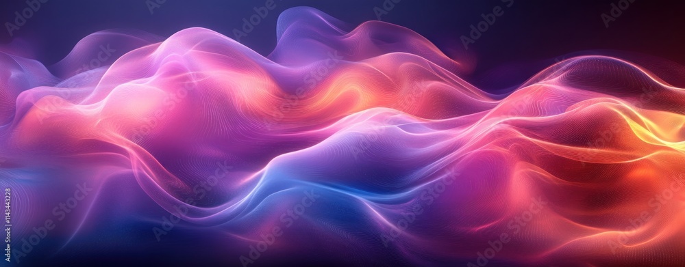 Fototapeta premium Abstract Digital Art with Flowing Curves and Waves in Purple and Blue