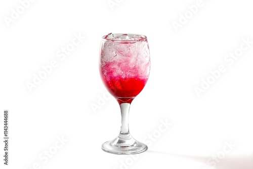 Good taste with Sweet red ice soda served on white background and isolate photo style.