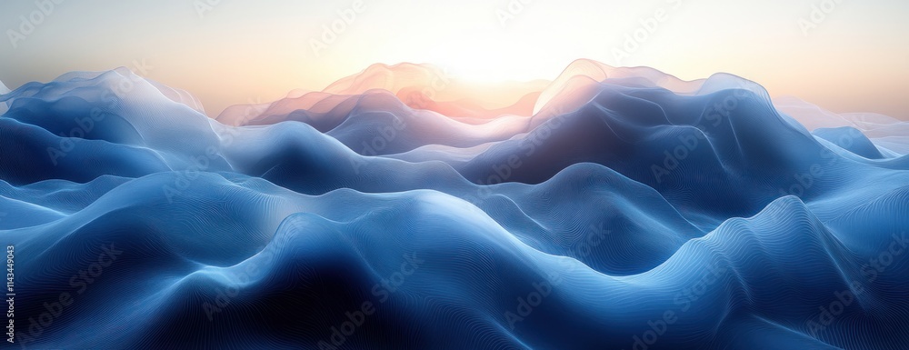 Fototapeta premium Abstract Gradient Background Dark Blue Black Poster Design Minimalist Texture Dynamic Wave Noise