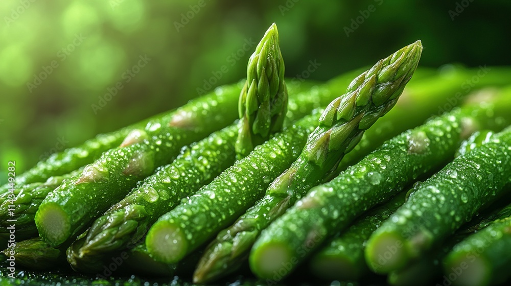Fresh Green Asparagus Spears Water Droplets Fresh Green Asparagus Spears Water Droplets