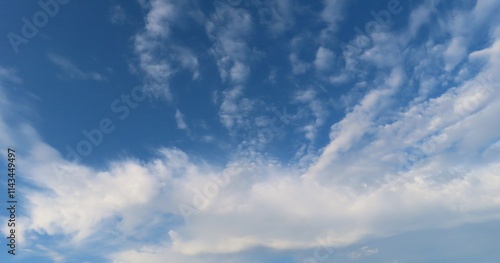 Beautiful cirrus clouds in blue sky, natural cloudscape