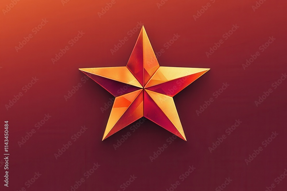Obraz premium Geometric Star Icon in Warm Color Palette with a Modern Design for Creative Projects and Visual Arts, Suitable for Backgrounds and Illustrations