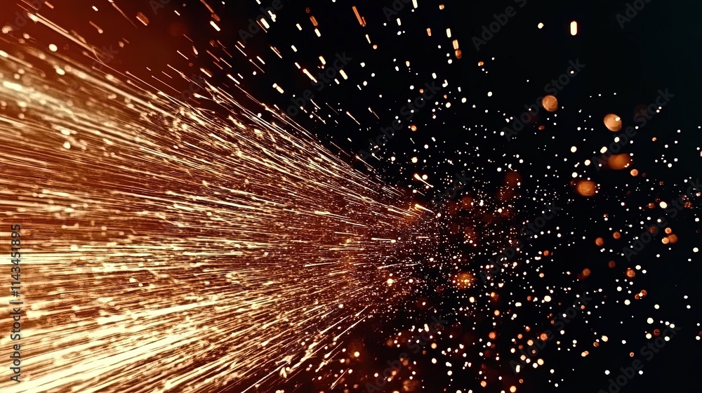 Fototapeta premium Glowing Sparks Burst Across Dark Background